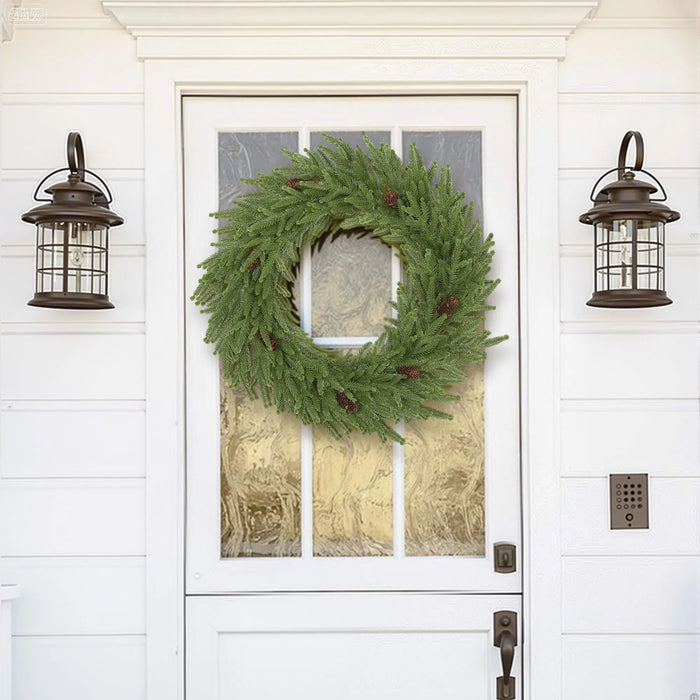Warmtewereld Kerstkrans 61 cm Norfolk pine met 7 dennenappels