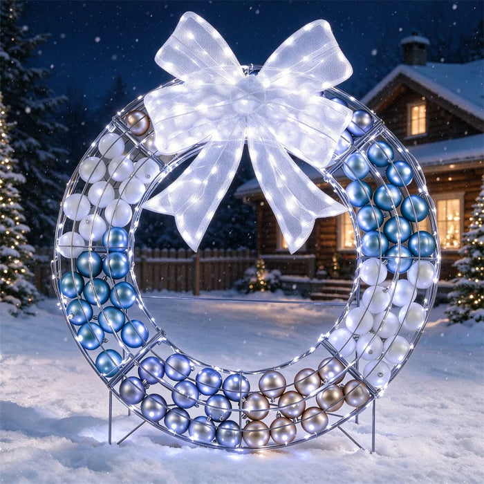 Warmtewereld Staande kerstkrans 92 cm met 332 leds en 88 ballen