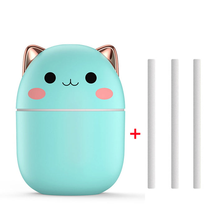 Stille luchtbevochtiger in kattenvorm, oplaadbaar via USB