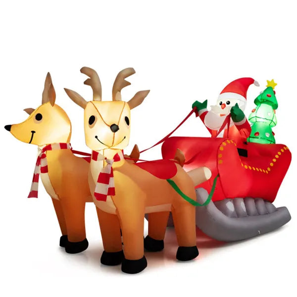 Opblaasbare kerstman op slee met rendieren