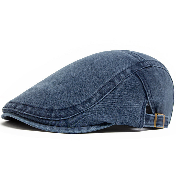 Gewassen denim flatcap