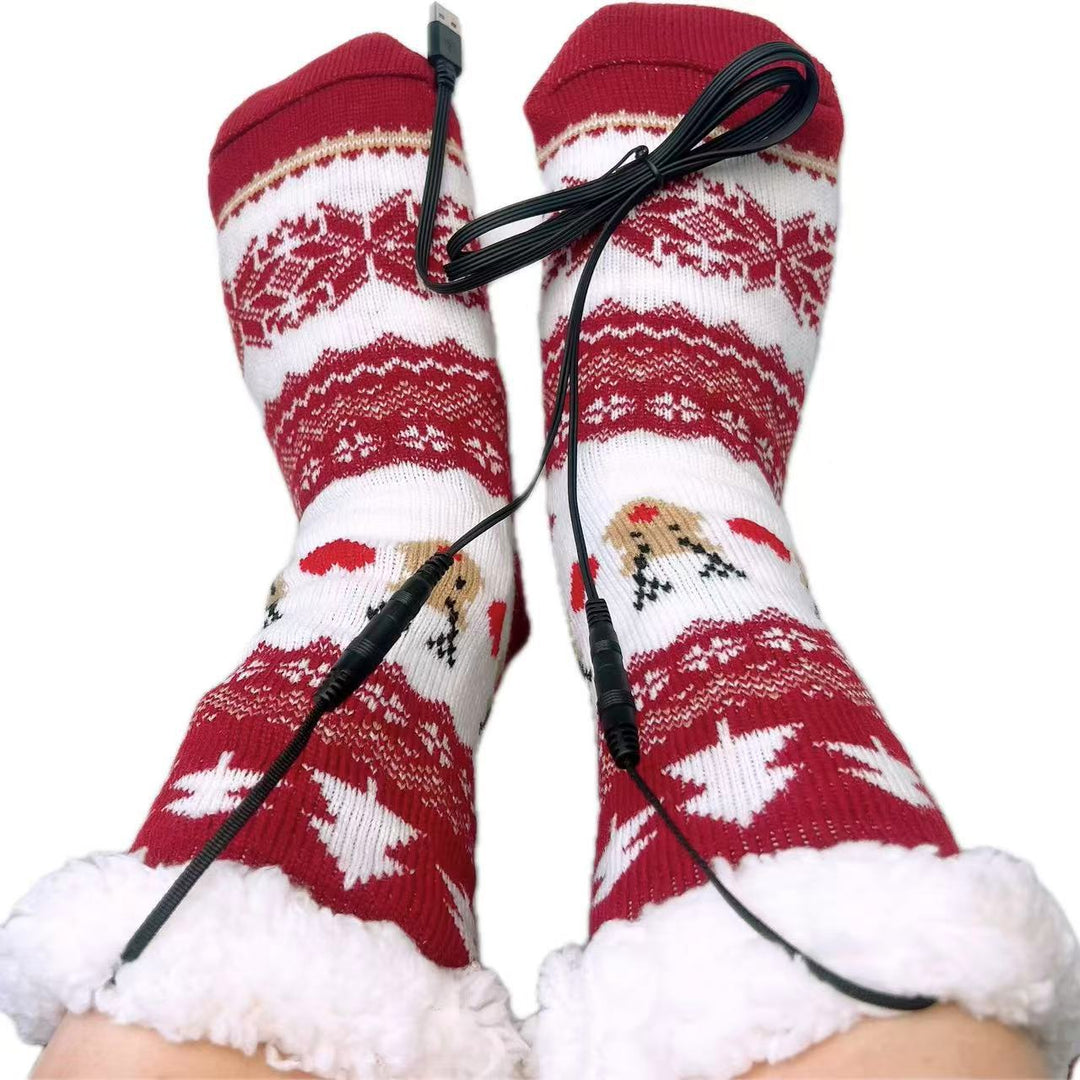 Gebreide kerstsokken met USB-kabel