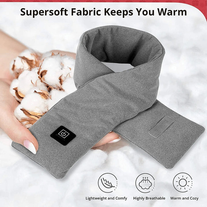 Warmtewereld™ Verwarmde sjaal van zachte fleece met drie warmtestanden