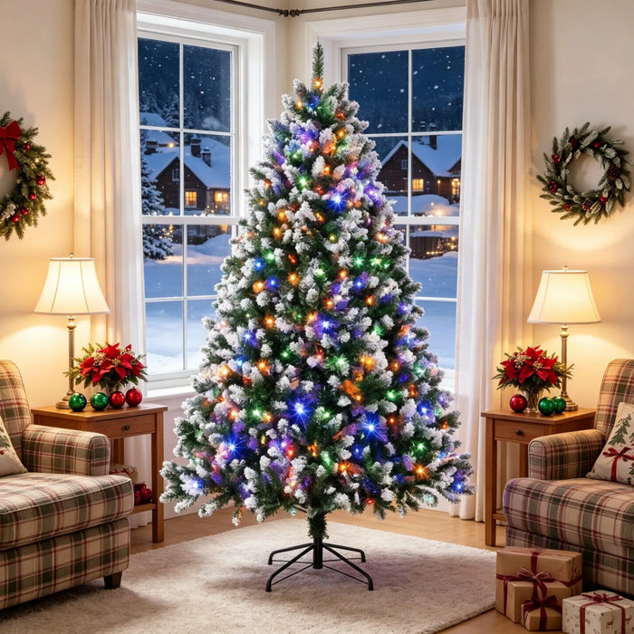 Warmtewereld Volle kerstboom 229 cm met witte puntjes en 400 leds