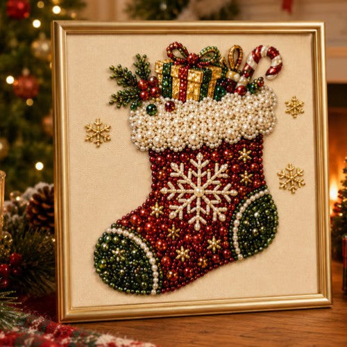 Diamond painting met kabouter en cadeauzak