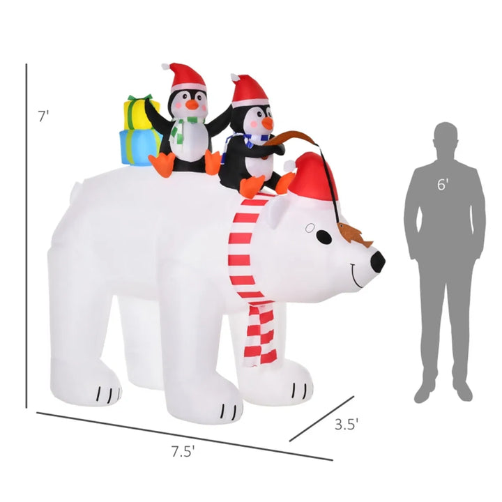 Opblaasbare ijsbeer met twee pinguïns