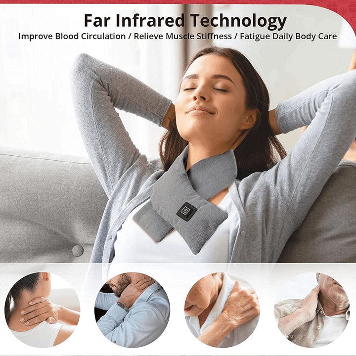 Warmtewereld™ Verwarmde sjaal van zachte fleece met drie warmtestanden