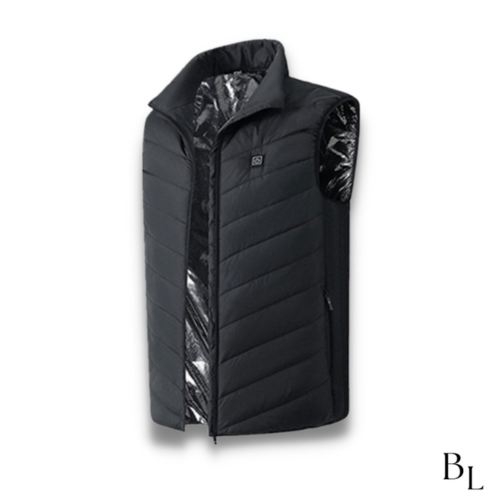 Warmtewereld™ Verwarmde bodywarmer van wind- en waterdicht nylon met nekwarmte