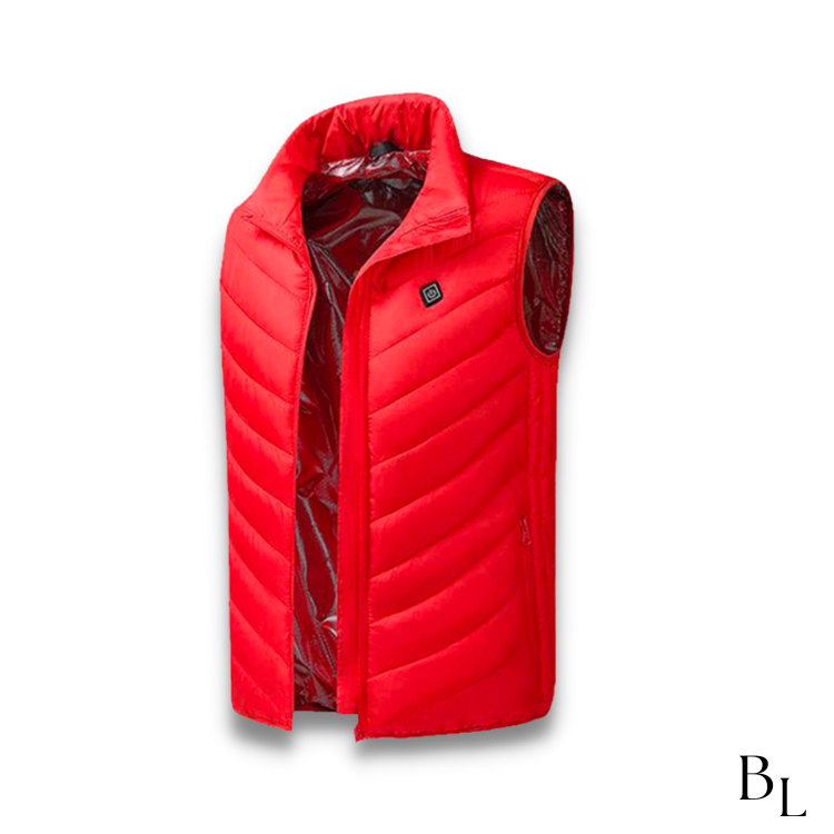 Warmtewereld™ Verwarmde bodywarmer van wind- en waterdicht nylon met nekwarmte
