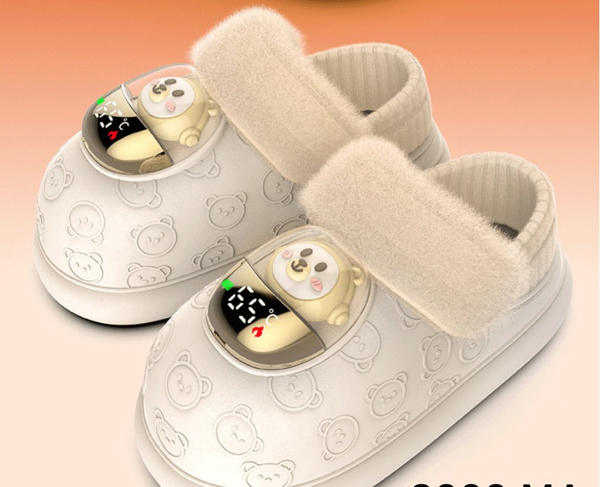 Verwarmde pantoffels met klittenband en accu