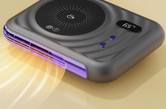 Mokwarmer met warme lucht naar handen