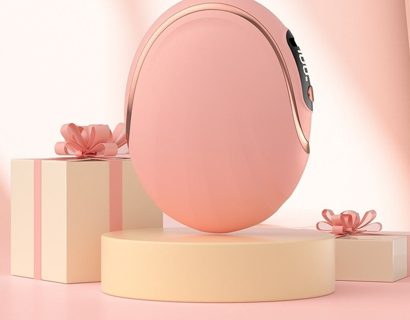 Eivormige oplaadbare handwarmer met display
