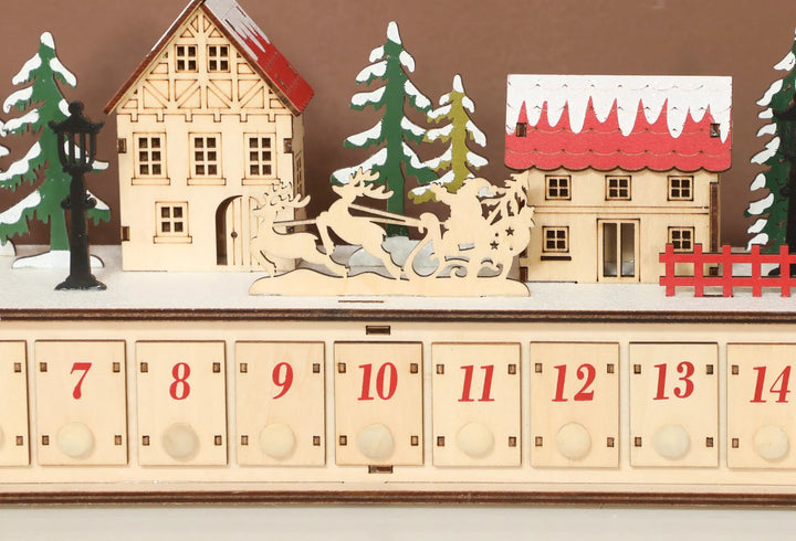Lange verlichte houten adventskalender