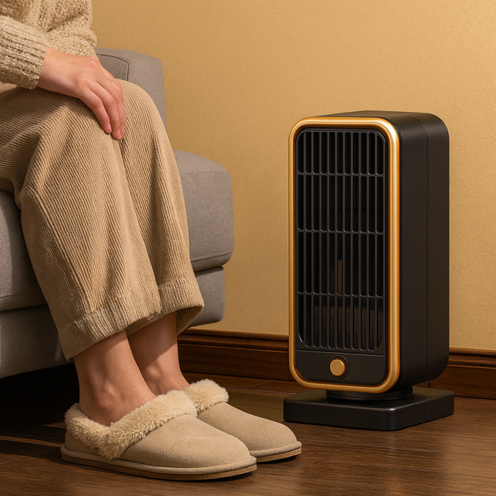 Warmtewereld™ Vierkante keramische kachel 500W, stil en kantelveilig
