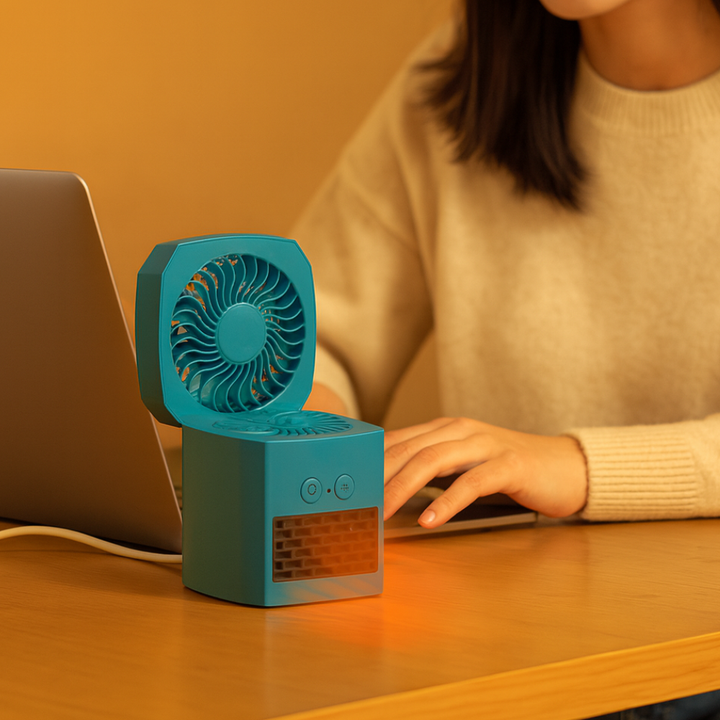Warmtewereld™ Vierkant mini kacheltje 400W voor je bureau, stil en licht