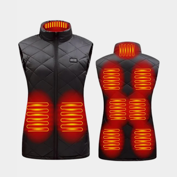 Warmtewereld™ Verwarmde bodywarmer dames met 9 zones en dubbele bediening