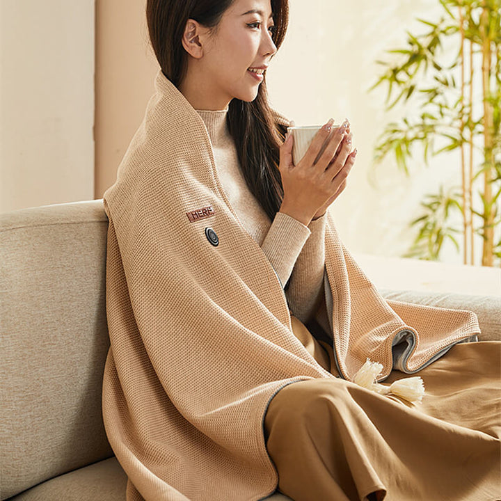 Warmtewereld™ USB-warmteplaid van wafelfleece met drie standen