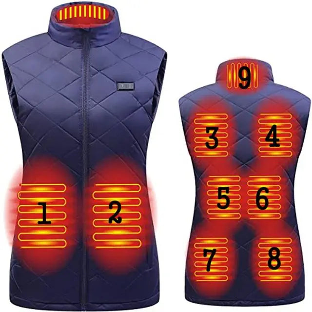Warmtewereld™ Verwarmde bodywarmer dames met USB en 3 warmtestanden