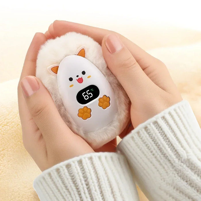 Warmtewereld™ Oplaadbare handwarmer in vossenvorm met display