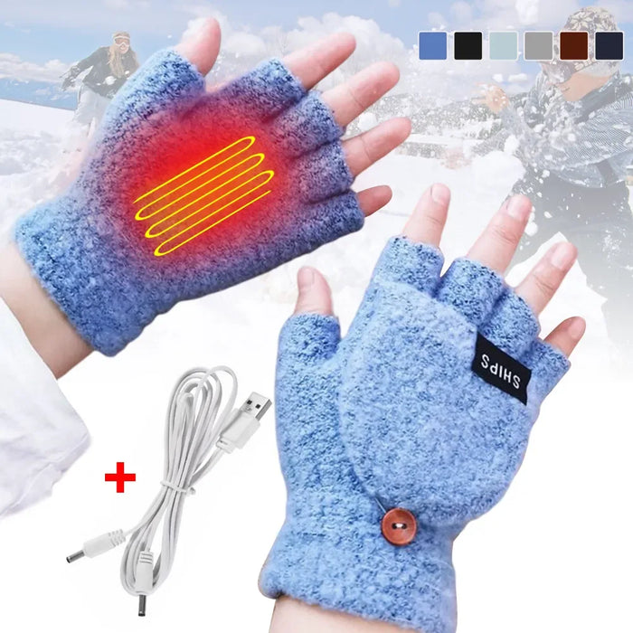 Warmtewereld™ Gebreide verwarmde handschoenen, USB-oplaadbaar
