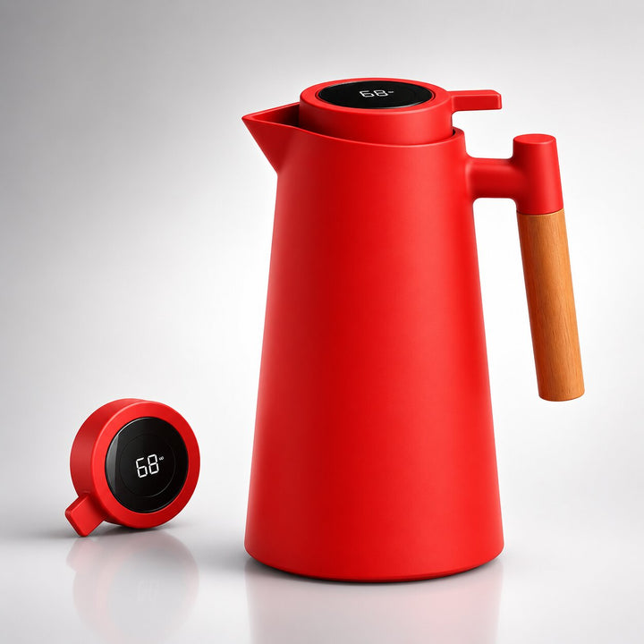 Warmtewereld™ Thermoskan 1 liter met temperatuurdisplay in de dop en lekvrije tuit