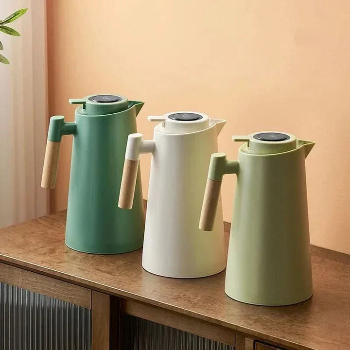 Warmtewereld™ Thermoskan 1 liter met temperatuurdisplay in de dop en lekvrije tuit