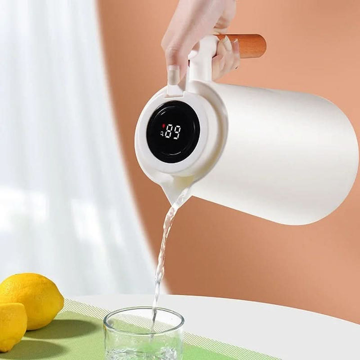 Warmtewereld™ Thermoskan 1 liter met temperatuurdisplay in de dop en lekvrije tuit