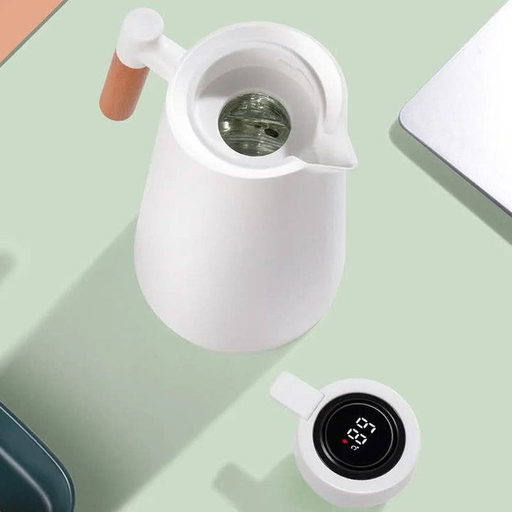 Warmtewereld™ Thermoskan 1 liter met temperatuurdisplay in de dop en lekvrije tuit