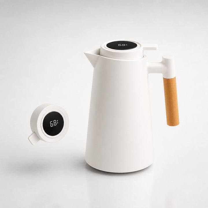 Warmtewereld™ Thermoskan 1 liter met temperatuurdisplay in de dop en lekvrije tuit