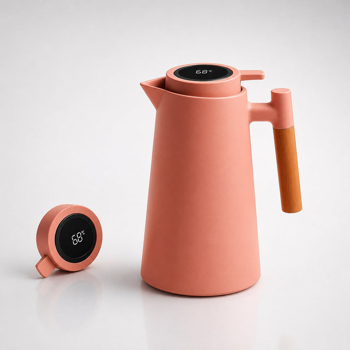 Warmtewereld™ Thermoskan 1 liter met temperatuurdisplay in de dop en lekvrije tuit