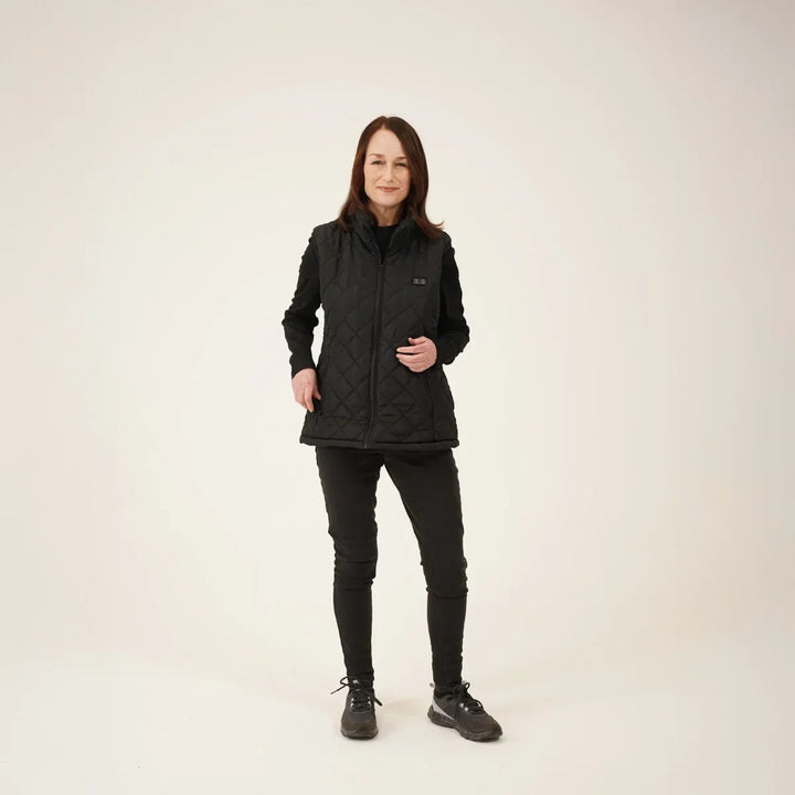Warmtewereld™ Verwarmde bodywarmer dames met slanke pasvorm en nekwarmte