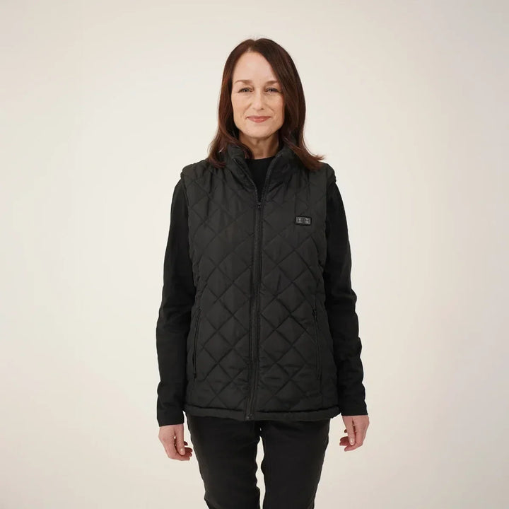 Warmtewereld™ Verwarmde bodywarmer dames met slanke pasvorm en nekwarmte