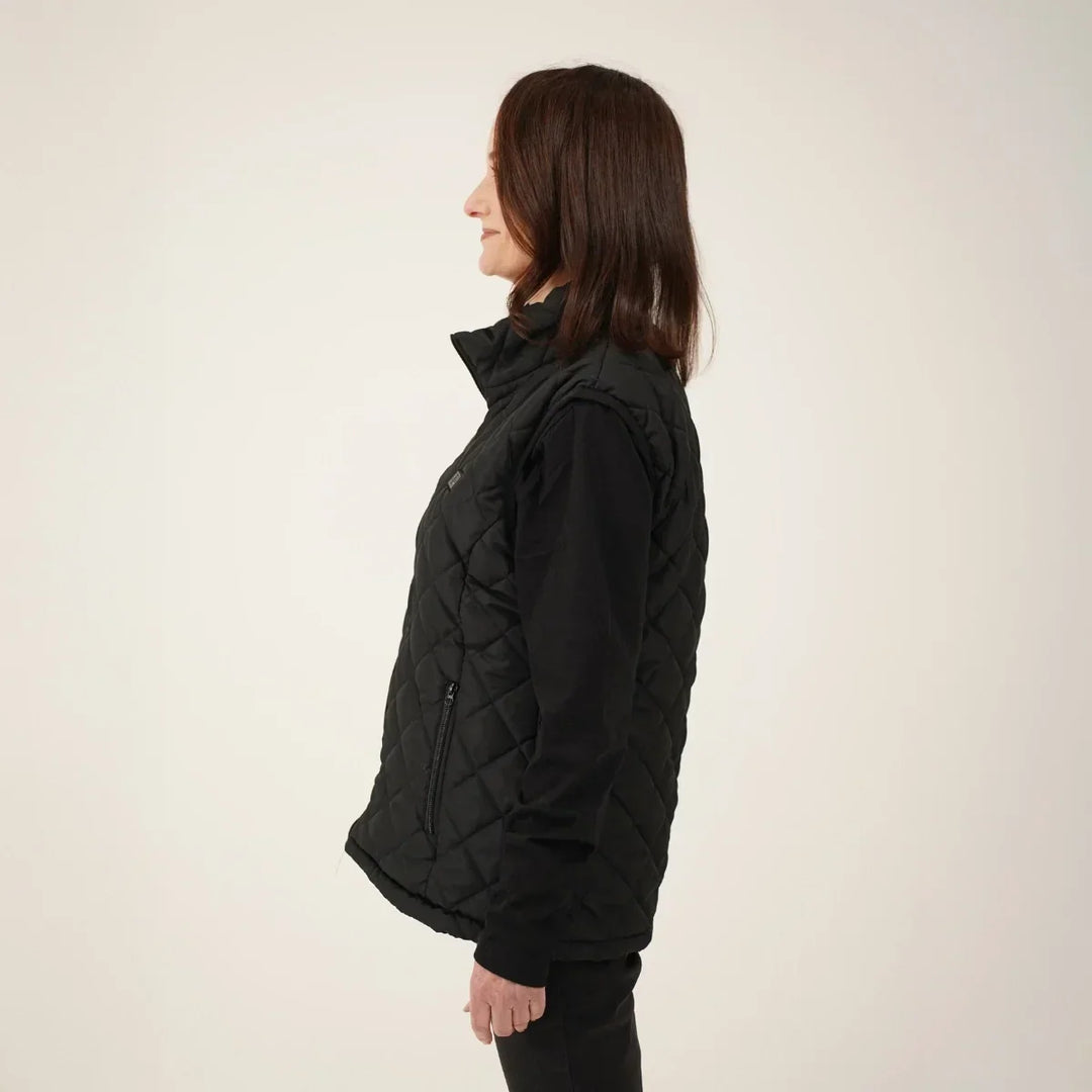 Warmtewereld™ Verwarmde bodywarmer dames met slanke pasvorm en nekwarmte