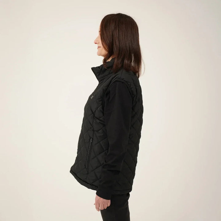 Warmtewereld™ Verwarmde bodywarmer dames met slanke pasvorm en nekwarmte