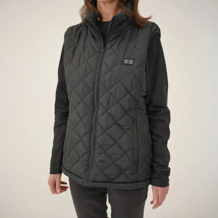 Warmtewereld™ Verwarmde bodywarmer dames met slanke pasvorm en nekwarmte