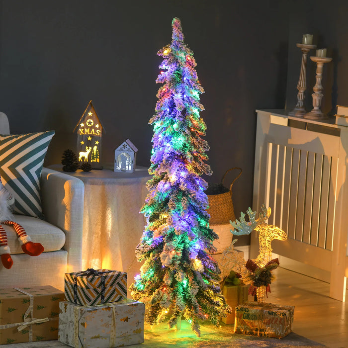Warmtewereld Besneeuwde potloodkerstboom 120 cm met 100 leds