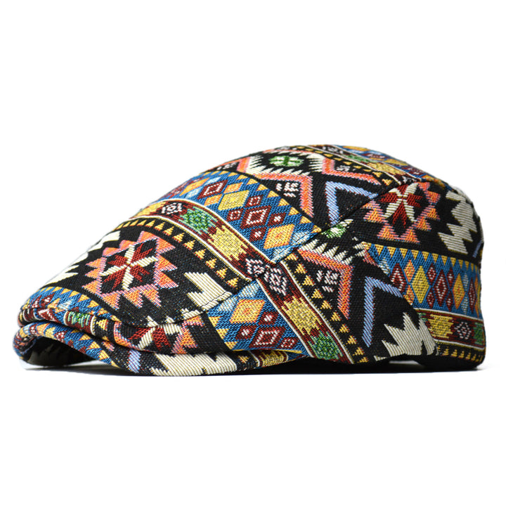 Flatcap met kleurrijk geometrisch patroon