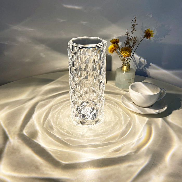 Warmtewereld Kristallen rozenlamp met lichtprojectie en touchbediening