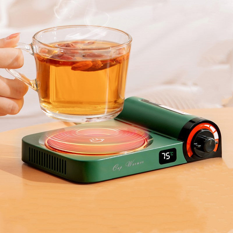 Retro kopwarmer met mok koffie