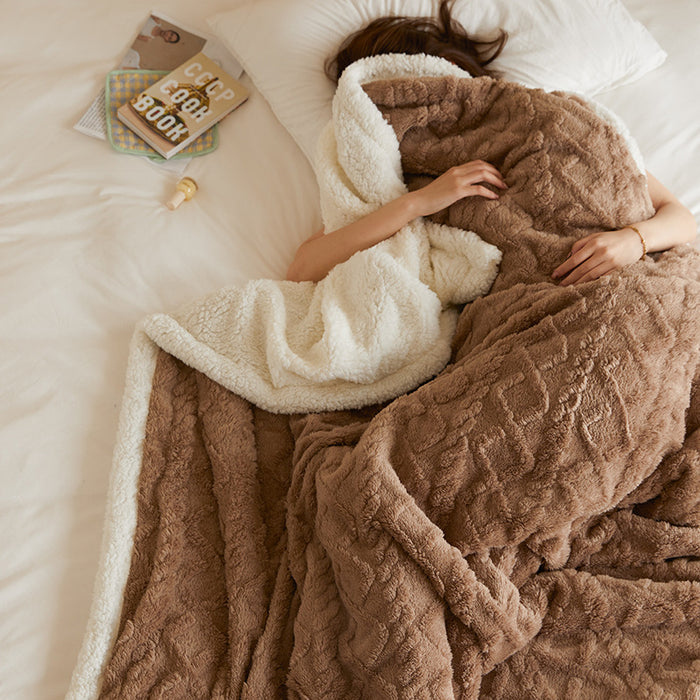 Warmtewereld Dikke getufte fleece plaid met zachte lamswol-achterkant