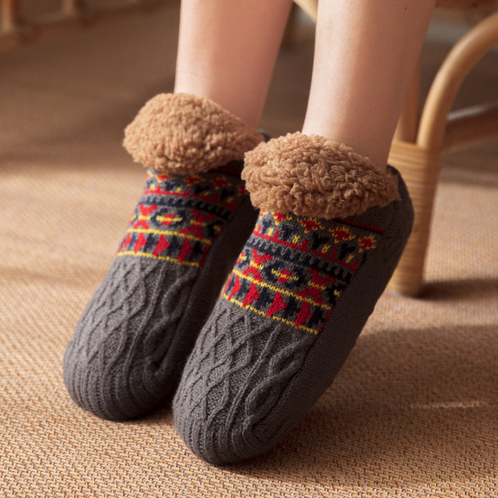 Gebreide huissokken met fleece boord
