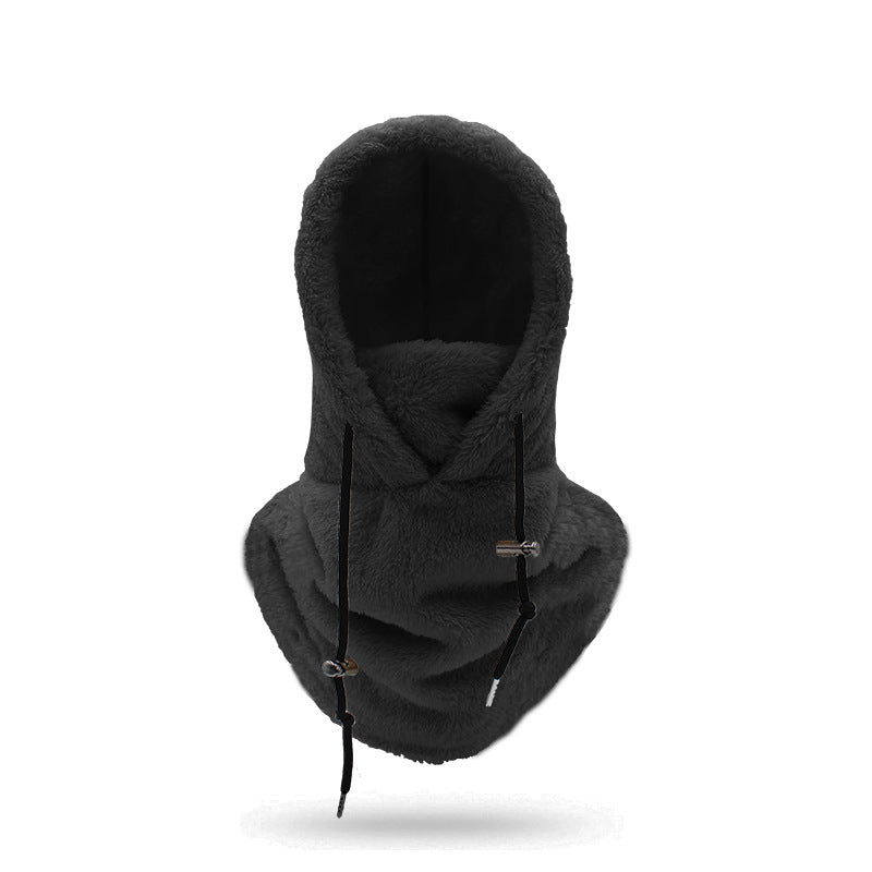 Pluche bivakmuts met nekwarmer