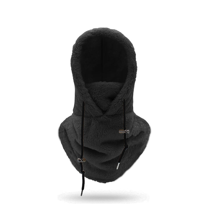 Pluche bivakmuts met nekwarmer