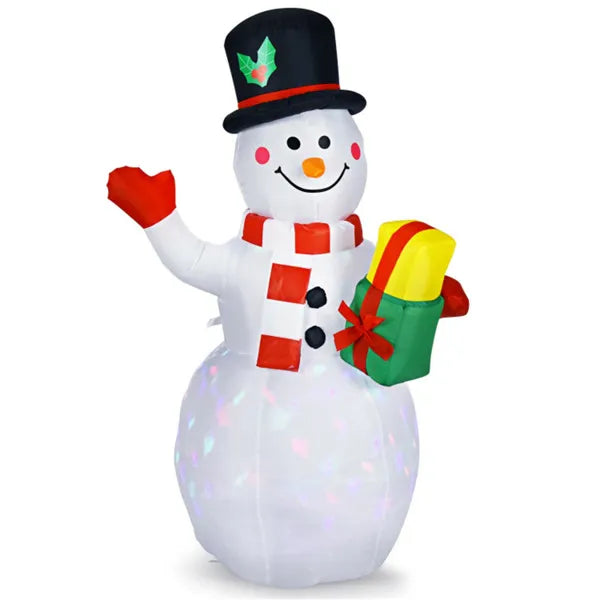 Opblaasbare sneeuwpop met cadeau en licht