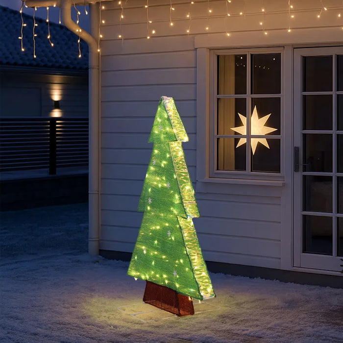 Warmtewereld Verlichte kerstboom-silhouet 120 cm met 110 leds voor buiten