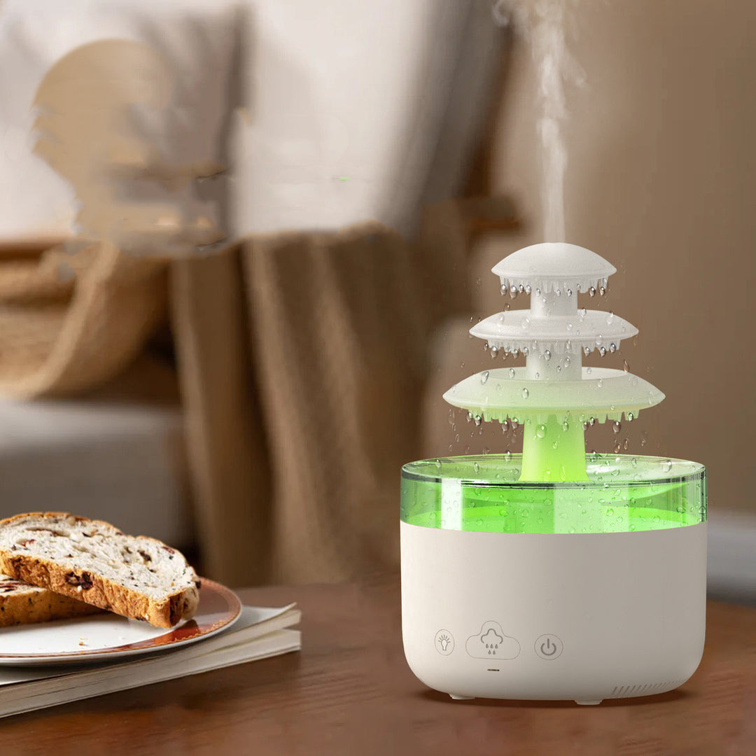 Luchtbevochtiger en aroma diffuser met regenwolk en 7 kleuren