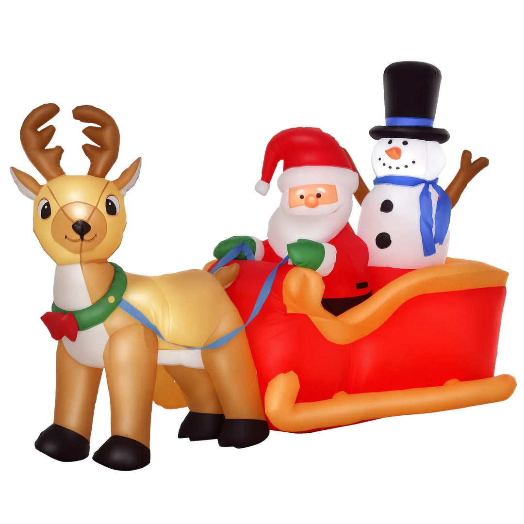 Opblaasbare kerstman met rendier op slee