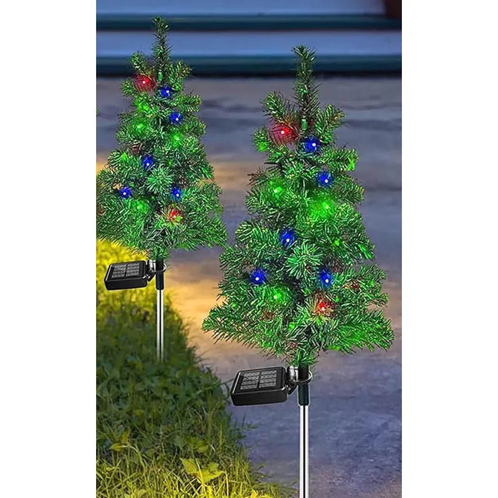 Warmtewereld Kerstboompjes op zonne-energie met gekleurde leds