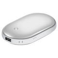 Zilveren handwarmer met powerbank 5000 mAh en 3 standen
