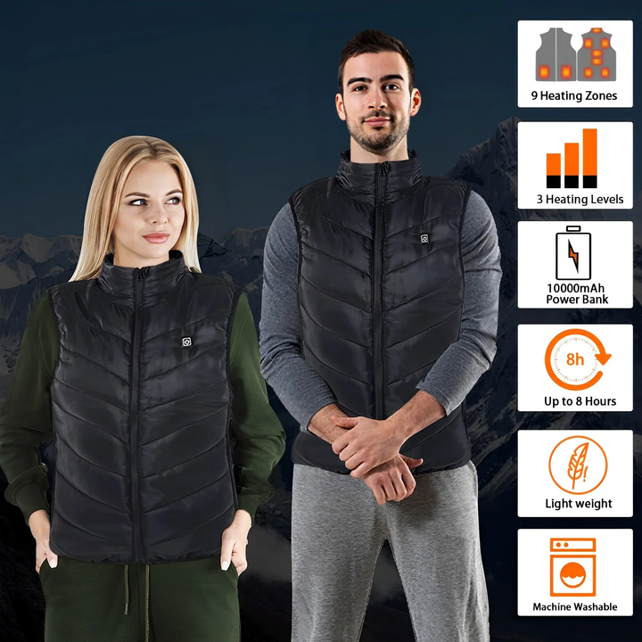 Warmtewereld™ Verwarmde bodywarmer met negen zones en carbonverwarming